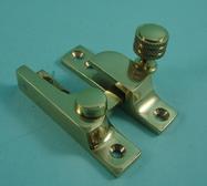THD078N/PB Straight Arm Fastener - Knurled Knob - Narrow in Polished Brass