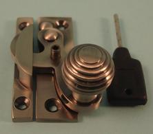THD113L/AN Clo Fastener - Reeded Knob - Locking in Antique Nickel