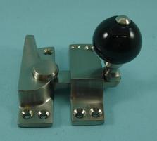 THD104CB/SNP Straight Arm Fastener - Black Ceramic Knob in Satin Nickel Plated