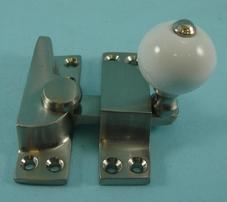 THD104/SNP Straight Arm Fastener - Standard - Ceramic Knob in Satin Nickel Plated