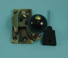 THD108CBL/AB Claw Fastener - Locking - Black Ceramic Knob in Antique Brass