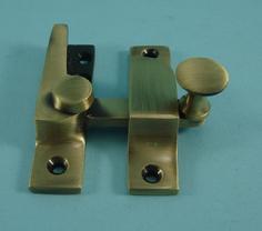 THD097N/AB Straight Arm Fastener - Narrow - Flat Round Knob in Antique Brass