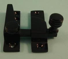 THD184/BLP Straight Arm Fastener - Non Locking - Reeded Knob in Black Polished