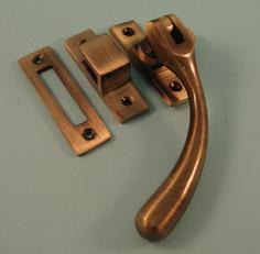 HD215/AB Bulb End Casement Fastener with Hook & Mortice Plate in Antique Brass