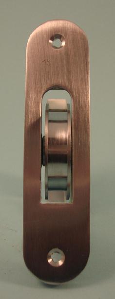 THD267R/SCP HD 2" Brass Wheel Ball Bearing Pulley with separate Radius Faceplate in Satin Chrome 
