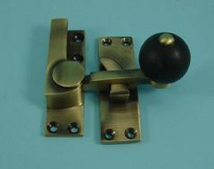 THD157WB/AB Quadrant Fastener - Black Wood Knob in Antique Brass