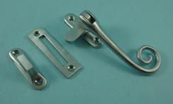 THD086/SCP Curly Tail Casement Fastener with Hook & Mortice Plate in Satin Chrome