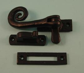 THD229, Black Antique Casement Fastener, Curly tail