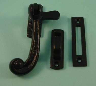 THD233 Black Antique Casement Fastener, Swirl tail