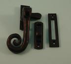 THD229 Black Antique Casement Fastener, Curly Tail