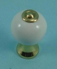 White Ceramic End in Polished Brass