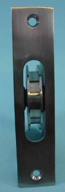 THD139/SNP Ball Bearing - Standard Case, 2" Brass Wheel Pulley with Square Solid Brass Faceplate in Satin Nickel Plated