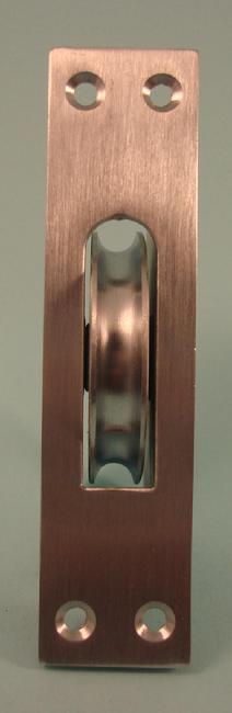 THD277/SCP Ball Bearing - Heavy Duty, 2.25" Brass Wheel Pulley with Square Faceplate in Satin Chrome 