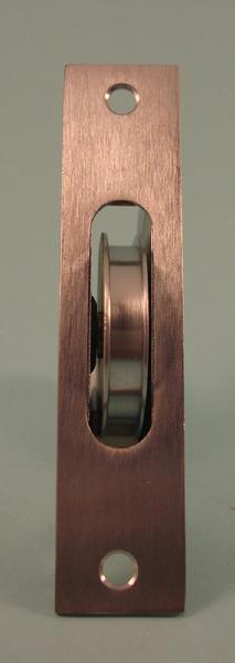 THD241/SCP Brass Wheel Sash Axle Pulley with Square Faceplate in Satin Chrome 