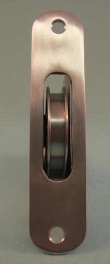 THD240/SCP 2" Sash Pulley Brass wheel & Radius Faceplate in Satin Chrome 