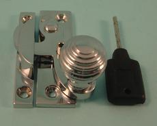 THD113L/CP Claw Fastener - Reeded Knob - Locking in Chrome Plated