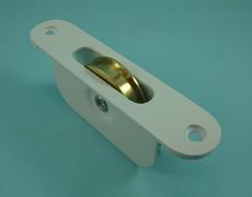 THD252PB/WH 1 3/4" Brass Wheel Pulley with a White Steel Radius Faceplate