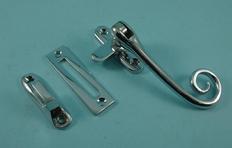 THD086/CP Curly Tail Casement Fastener with Hook & Mortice Plate in Polished Chrome