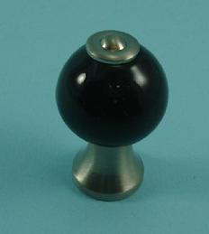 Black Ceramic Knob in Satin Nickel