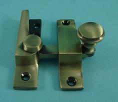 THD099N/AB Straight Arm Fastener - Raised Round Knob - Narrow in Antique Brass