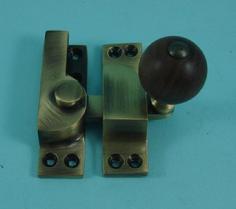 THD104WR/AB Straight Arm Fastener - Rosewood Knob in Antique Brass