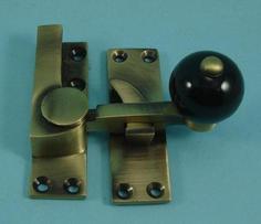 THD157CB/AB Quadrant Fastener - Black Ceramic Knob in Antique Brass