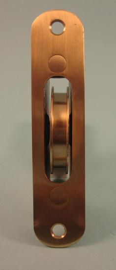 THD240/SB 2" Sash Pulley Brass wheel & Radius Faceplate in Satin Brass