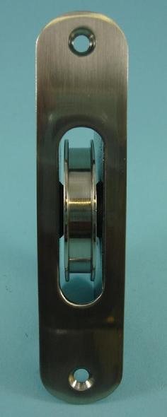 THD240/SNP 2" Sash Pulley Brass wheel & Radius Faceplate in Satin Nickel Plated