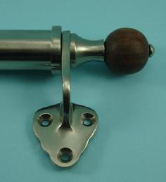 Victorian Sash Bar with Rosewood Ends in Satin Nickel
