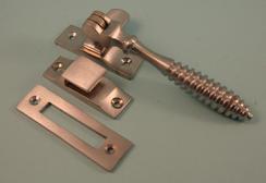 THD132/SCP Reeded Casement Fastener with Hook and Mortice Plate in Satin Chrome 