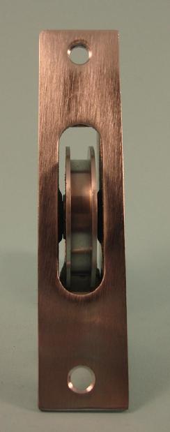 THD139/SCP Ball Bearing - Standard Case, 2" Brass Wheel Pulley with Square Solid Brass Faceplate in Satin Chrome Plated