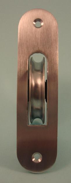 THD277R/SCP Ball Bearing - Heavy Duty, 2.25" Brass Wheel Pulley with Radius Faceplate in Satin Chrome 