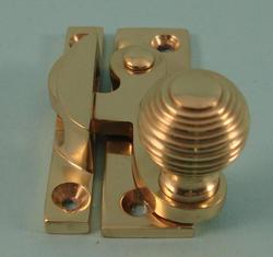 THD113/PB Claw Fastener - Reeded Knob - Non Locking in Polished Brass