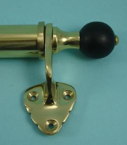 Victorian Sash Bar with Black Wood Ends in Polished Brass