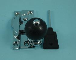THD108WBL/CP Claw Fastener - Locking - Black Wood Knob in Chrome Plated