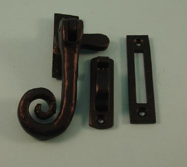 THD229, Black Antique Casement Fastener, Curly tail