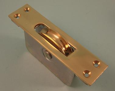 THD277 2.25" Ball Bearing - Heavy Duty , Brass Wheel Pulley with a Seperate Square Solid Brass Faceplate